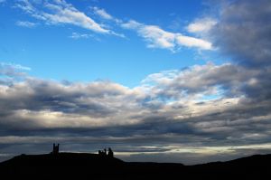 Dunstanburgh Castle doing an impression of The Mittens in Monument Valley